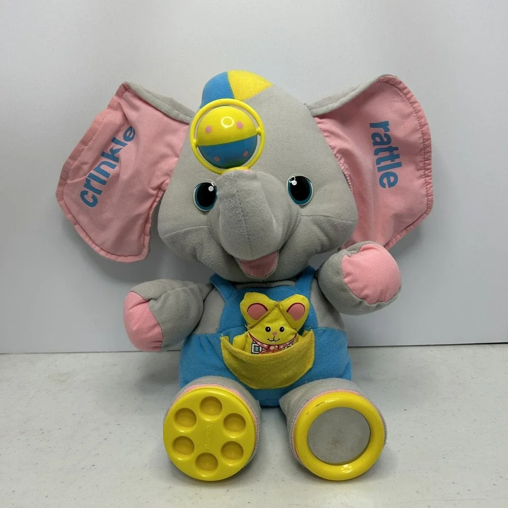 Vintage Playskool 1986 Busy Elephant Activity Plush Stuffed Toy with‎ Mirro